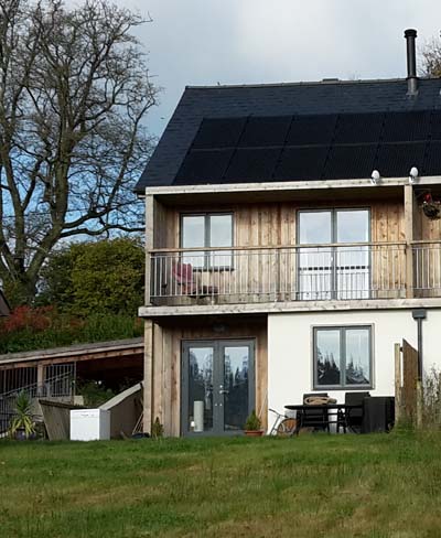 rear view of timber clad house