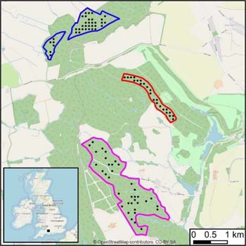 map showing study locations