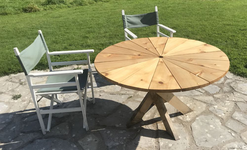 oak and cedar outdoor table
